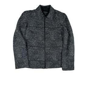 Lafayette 148 New York Tweed Jacket Womens 4 Black White Zipper Closure Collared